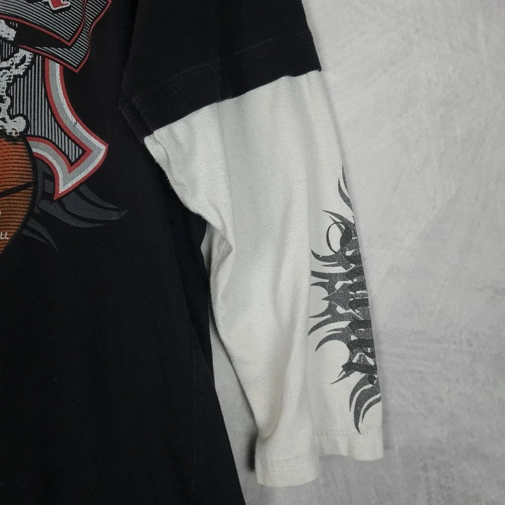 Vntg Y2K Russell Athletic Shirt Boys 14 Black Basketball Sleeve Hit Streetwear - Picture 3 of 16